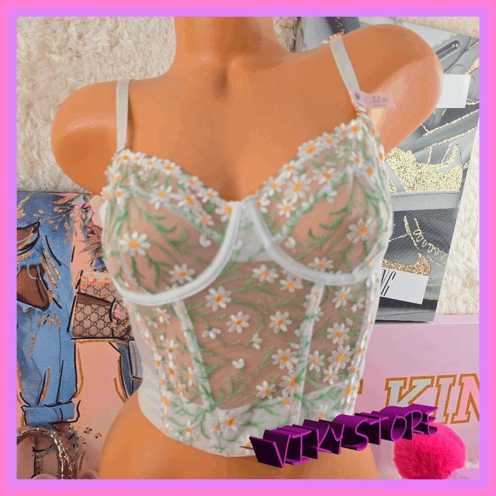 ❤️ NWT Victoria’s Secret White Embroidery Bustier 32DD ❤️